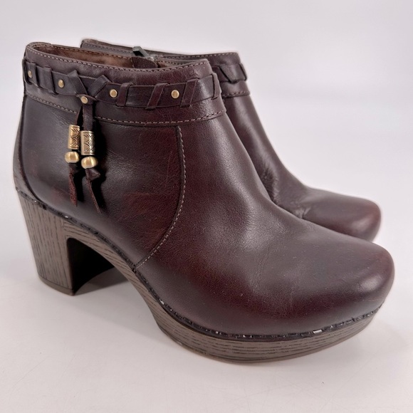 DANSKO Dabney Brown Leather Heel Boots 37 - Picture 1 of 8